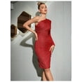 thumbnail image 1 of One Shoulder Long Sleeve Sequins Dresses For Women Evening Gowns Bodycon Cocktail Party Dress, 1 of 9