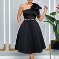 thumbnail image 1 of One-Shoulder Midi Dress with Bow Detail, 1 of 1