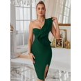 thumbnail image 1 of One Shoulder Ruffle Dress Side Split Bodycon Bandage Dress Wedding Guest Dress, 1 of 10