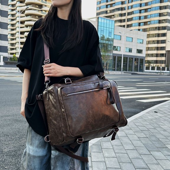 One Shoulder Simple Crossbody Business Backpack,Black