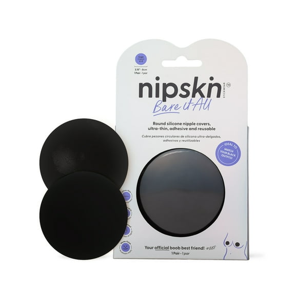 Nipskin Bare It All Adhesive Nipple Covers Black m – Ultra-Thin Silicone Pasties, Reusable