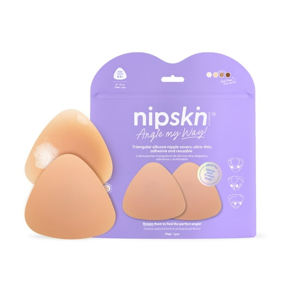 Nipskin Women's Triangular Silicone Nipple Covers, Reusable Adhesive, Matte Finish, Cappuccino, 1 Pair