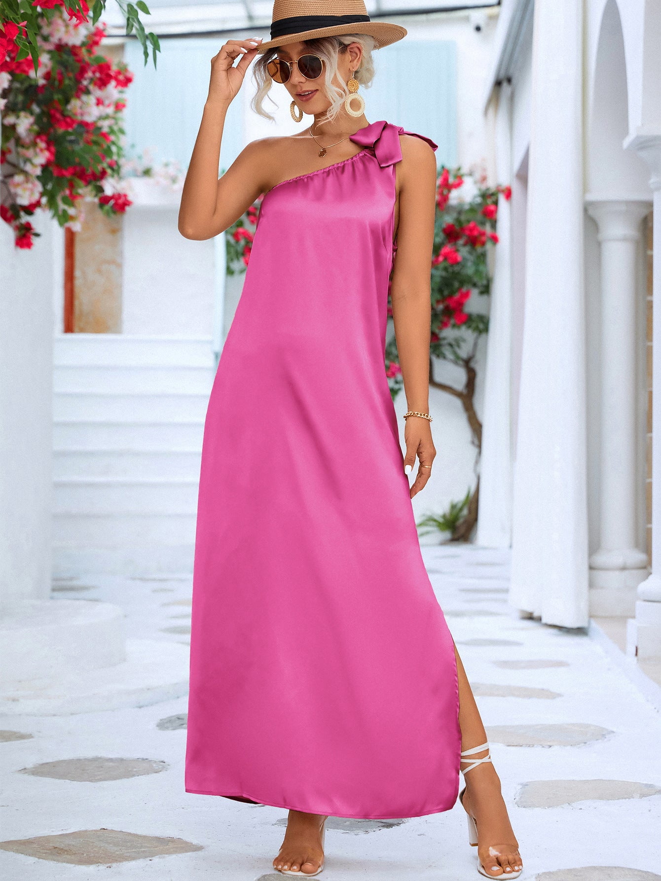 One-Shoulder Maxi Slip Dress main image 0