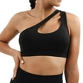 thumbnail image 1 of One Shoulder Sports Bra for Women Padded Yoga Bra Wirefree Cute Medium Support Workout Bras with Removable Cups, 1 of 6