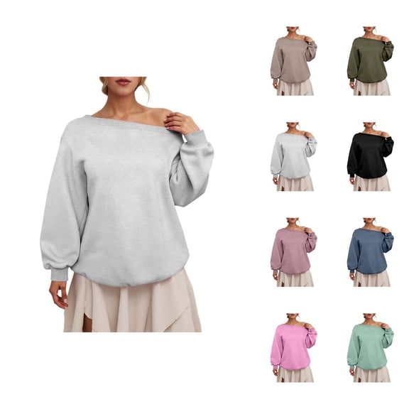 One Shoulder Sweatshirts for Women 2025 Long Sleeve Lightweight Loose Plain Sweatshirt Pullover Tops