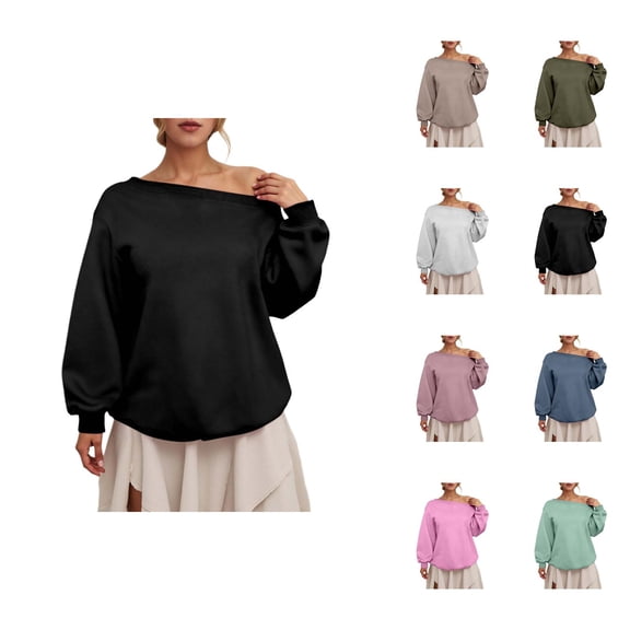 One Shoulder Sweatshirts for Women 2025 Long Sleeve Lightweight Plain Sweatshirt Pullover Tops Fall Outfits