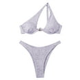 thumbnail image 1 of One Shoulder Swimsuits for Women 2 Piece Floral Bathing Suit Underwire Bikini Top with Thong Bottoms Cheeky Swimwear, Purple, M, 1 of 6