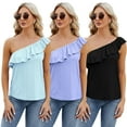 thumbnail image 1 of One Shoulder Tops for Women Loose Fit Sleeveless Summer Shirts Casual Blouse S-M-L-XL-XXL, 1 of 9