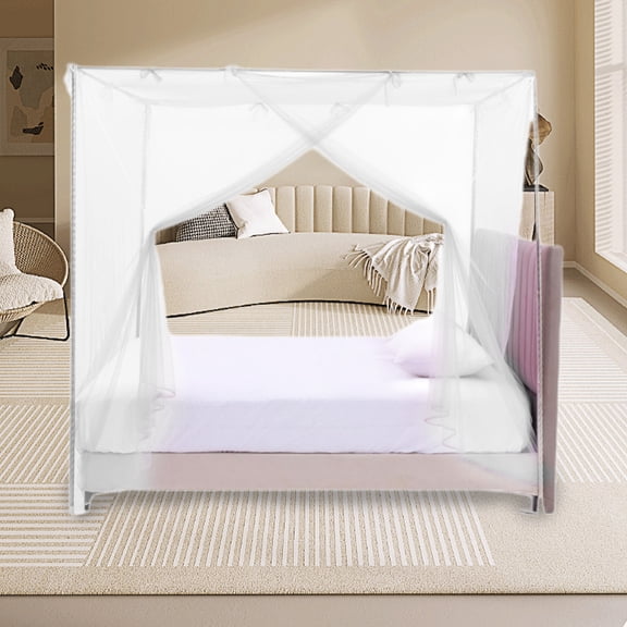 One-Side Opening Mosquito Net Tent for Bed, Light-Blocking Breathable Canopy Net – Easy Install Privacy Curtains for Twin Bunk Bed, Dormitory and Home Sleep Protection