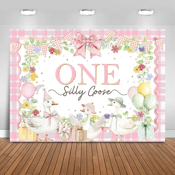 One Silly Goose Birthday Backdrop Goose 1st Birthday Photography Background Farm Barnyard First Birthday Party Decorations Banner Photo Booth Props