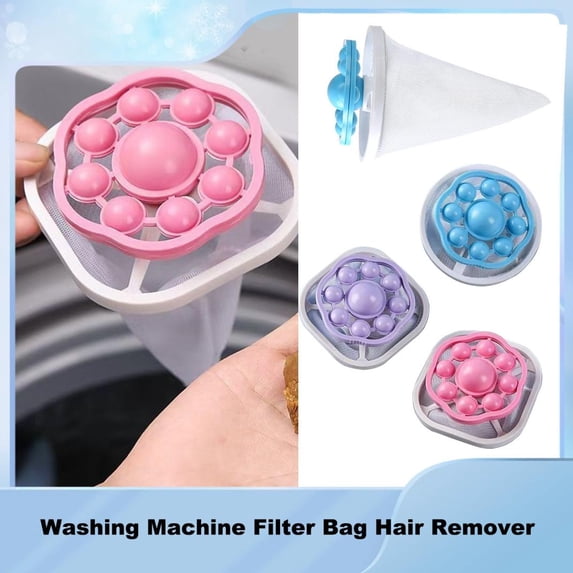 One Size, Blue Nylon Mesh Washing Machine Filter Bag Hair Catcher, Floating Lint Hair Trapping Cleaning Tool For Laundry, For Household Laundry Cleaning For Home