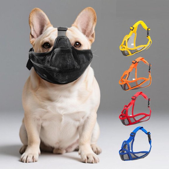 One Size Breathable Mesh Dog Muzzle, Adjustable Anti-Barking & Biting Pet Mouth Cover With Secure Straps, Comfortable Lightweight Dog Mouth Guard For Small To Medium Dogs For