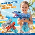 thumbnail image 1 of Blue Electric Dino Water Gun, Automatic High Pressure Squirt Blaster with Rechargeable Battery for Summer Outdoor, 1 of 7