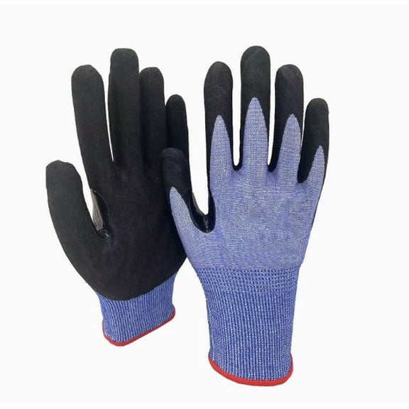 One-Size-Fits-All 18-Pin Anti-Cut A6 Nitrile-Dipped Gloves - Wear-Resistant & Non-Slip Labor Protection Gloves for Construction Sites