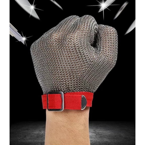 One-Size-Fits-All 304 Stainless Steel Anti-Cut Safety Gloves for Chainsaw & Slaughter Machinery - Level 5 Protection