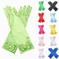 thumbnail image 1 of One Size Kids Long Satin Gloves with Bow Decor Dress Up Gloves, 1 of 3