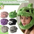 thumbnail image 1 of One Size Plush Dinosaur Skeleton Headwear, Soft Cozy Full-Coverage Headpiece, Spooky Engaging / Interactive Dress-Up Accessory for Halloween Parties, Costume Events, Themed Gatherings and Home Play f, 1 of 9