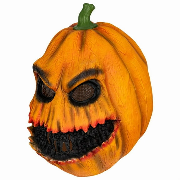 One Size Pumpkin Head Halloween Mask Horror Costume Piece Flexible Material for Role-Playing Dress-Up Party Scary Season