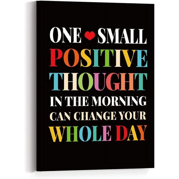 One Small Positive Thought Inspirational Wall Art Canvas,Positive Motivational Canvas Framed Wall Art Ready to Hang for Kids Teens Boys Girls Home Bedroom Nursery Classroom Wall Decor 12"x 15"