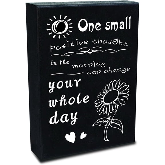 One Small Positive Thought in The Morning Can Change Your Whole Day Inspirational Wood Box Signs Home Wall Decorations Blocks Desk and Door Decor Art for Home Office 3.94 x 5.91 Inch Making DIY