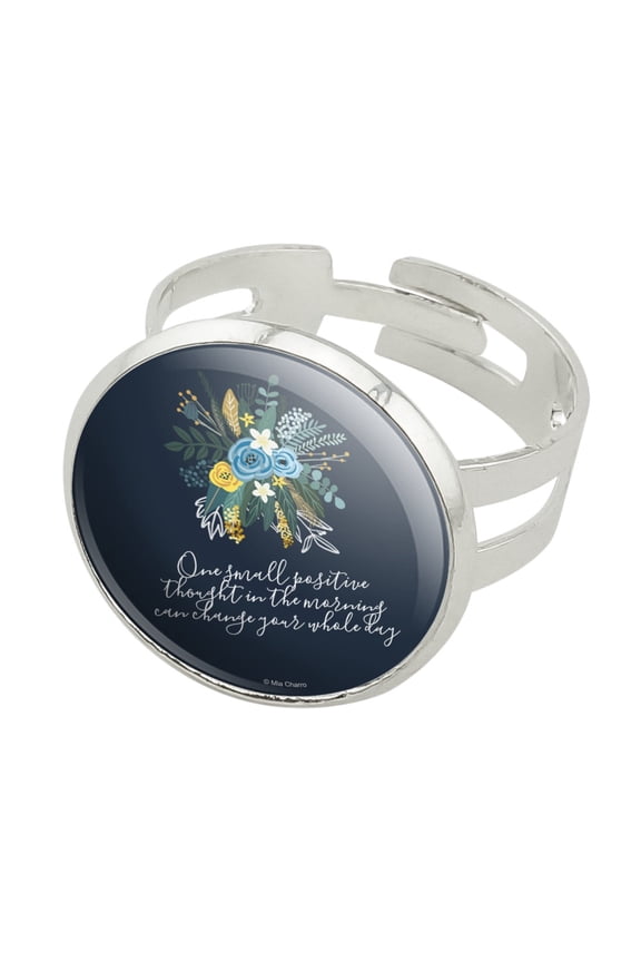 One Small Positive Thought in the Morning Can Change Your Whole Day Silver Plated Adjustable Novelty Ring