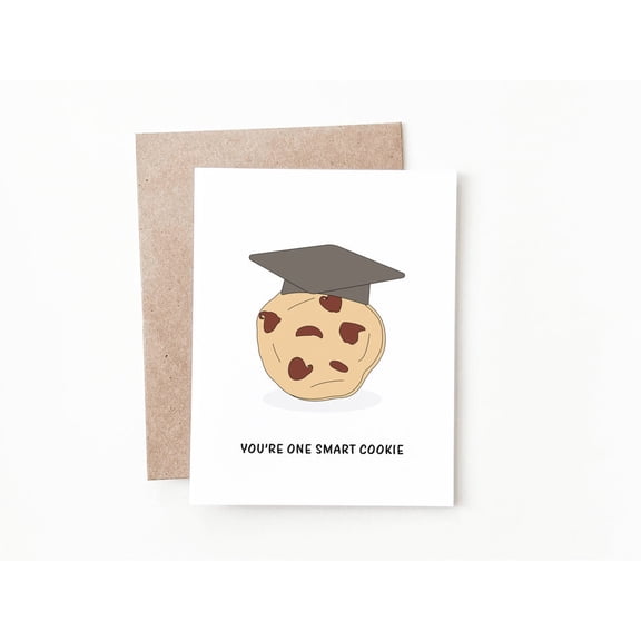 You're One Smart Cookie Greeting Card Funny Graduation Card with Graduate Cookie Design Ideal for Friends, Family, or Students Celebrating Success