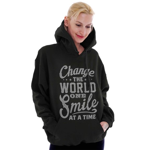 One Smile At A Time Optimistic Hoodie Sweatshirt Women Brisco Brands M
