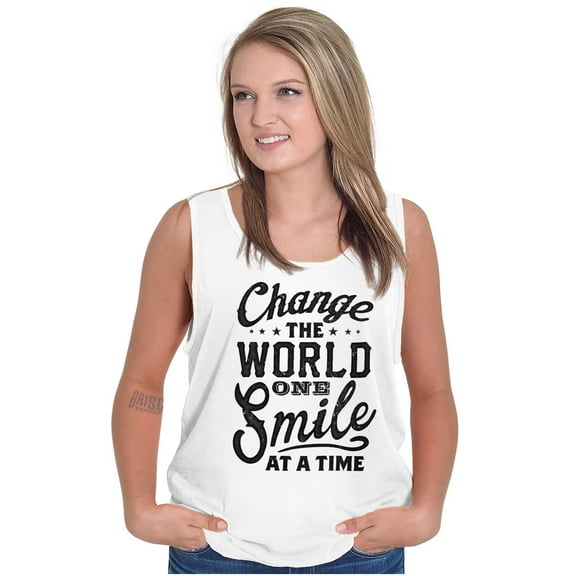 One Smile At A Time Optimistic Tank Top Tee Shirt Women Brisco Brands S