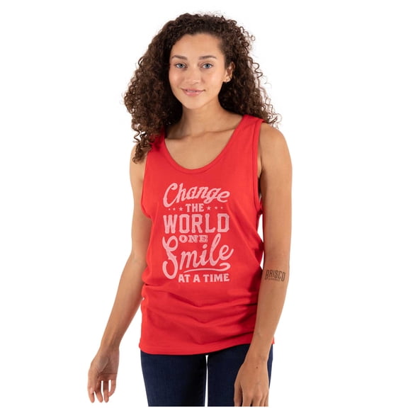 One Smile At A Time Optimistic Tank Top Tee Shirt Women Brisco Brands X