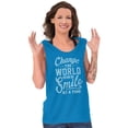 thumbnail image 1 of Change the World One Smile at a Time Tank Top Tee Shirt Women Brisco Brands X, 1 of 6