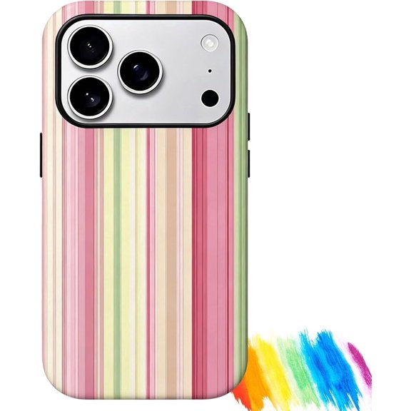 One Soft and Vibrant Striped Dual-Layer Protective Case, A Sturdy and Durable Two-in-One Protective Case, Suitable for iPhone 17/16/15/14/13 Pro Max/Plus/Pro (Multicolor,for 17promax)