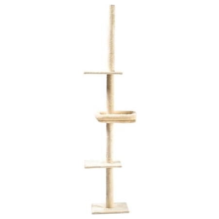 One Source Int Cat Craft 4-Level Adjustable Floor to Ceiling Cat Tree with Bolstered Cat Bed