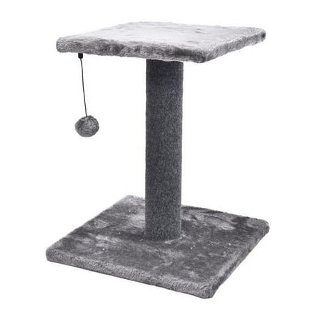 One Source International Cat Craft 2- Level Plush Pedestal Cat Scratching Post & Platform Lounge with Hanging Cat Toy