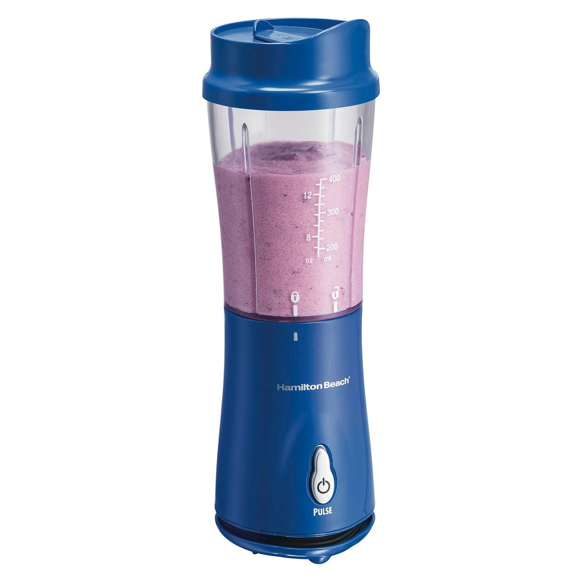 One Speed Single-Serve Blender - Portable Personal Smoothie Blender with Travel Lid & Stainless Steel Blades