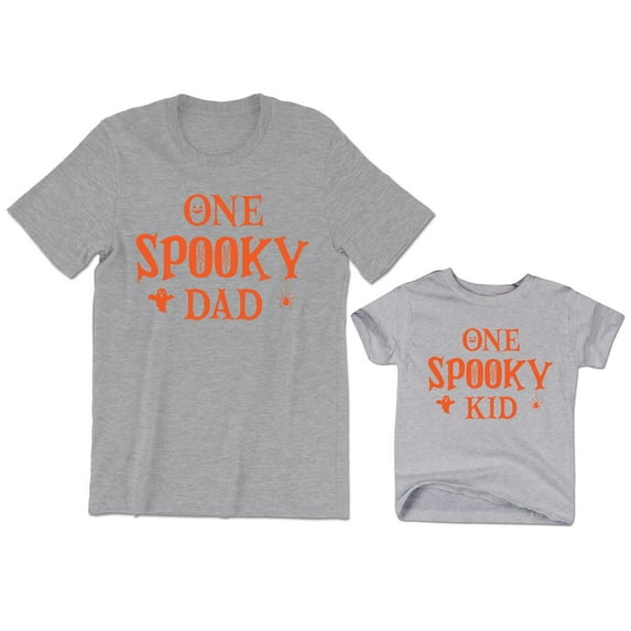 One Spooky Dad Ghost Graphic Tee Men's T-Shirt One Spooky Kid Toddler Shirt Halloween Family Matching Daddy Daughter Son Outfits