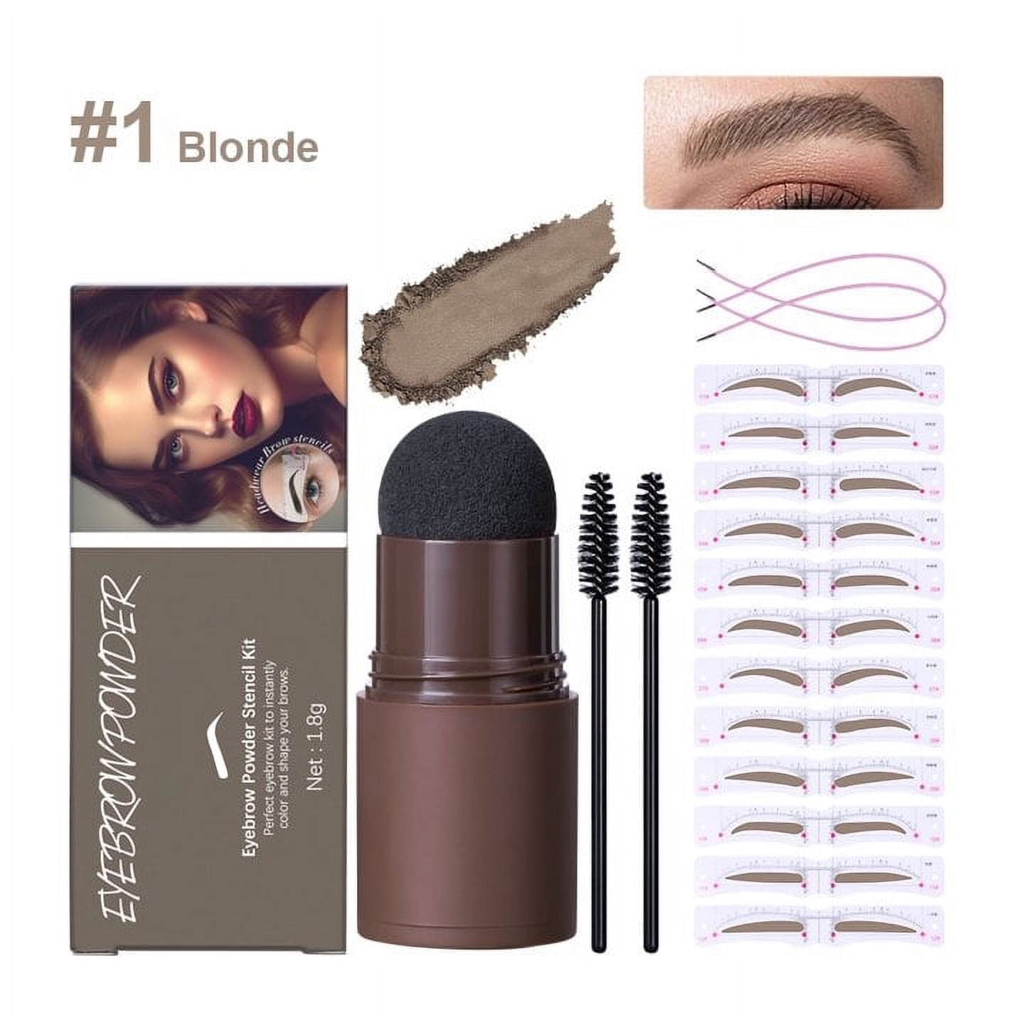 Zalati Eyebrow Powder Stick & Stamp Set | Augenbrauen-Stempel Kit, Wasserdicht, Dunkelbraun