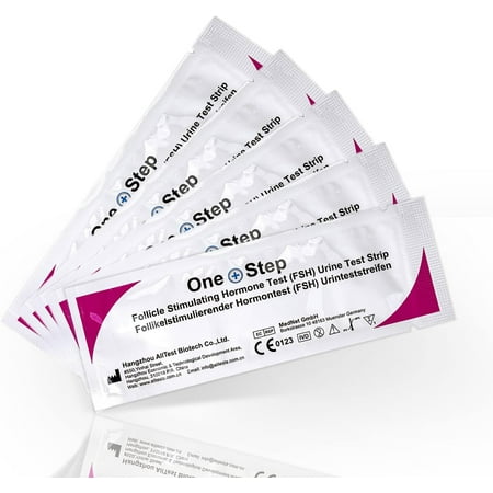 One Step Female Fertility Test Strips, Peri Menopausal, Menopause Testing Kit, Urine FSH Test, 5 Test Count