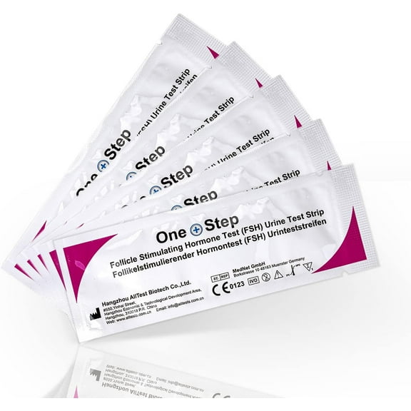 One Step Female Fertility Test Strips, Peri Menopausal, Menopause Testing Kit, Urine FSH Test, 5 Test Count