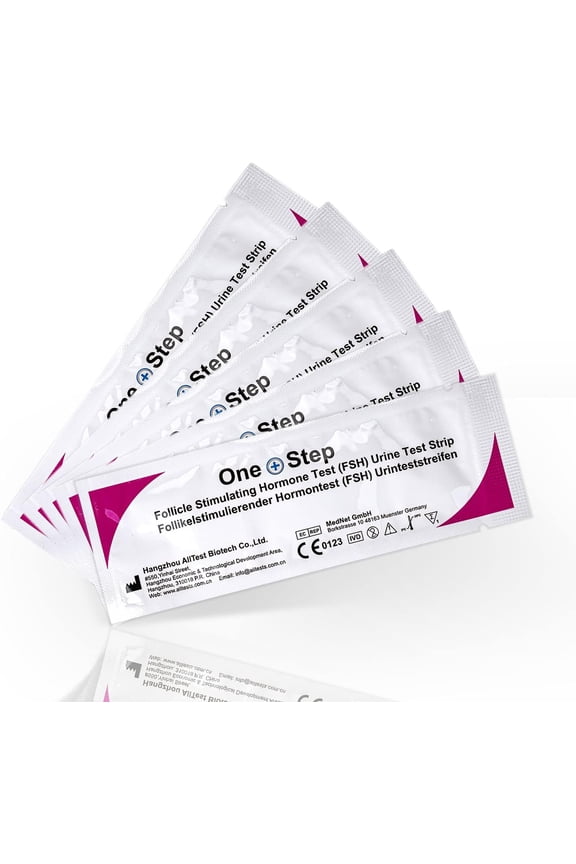 One Step Female Fertility Test Strips, Peri Menopausal, Menopause Testing Kit, Urine FSH Test, 5 Test Count