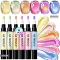 thumbnail image 1 of One Step Gel Nail Polish Pens Set, 6 Colors Gel Polish Pens with Fine Tips, Quick Dry Shine Nail Polish Markers for DIY Manicure, Portable Pastel Shimmer Art Nail Paint Set, 1 of 5
