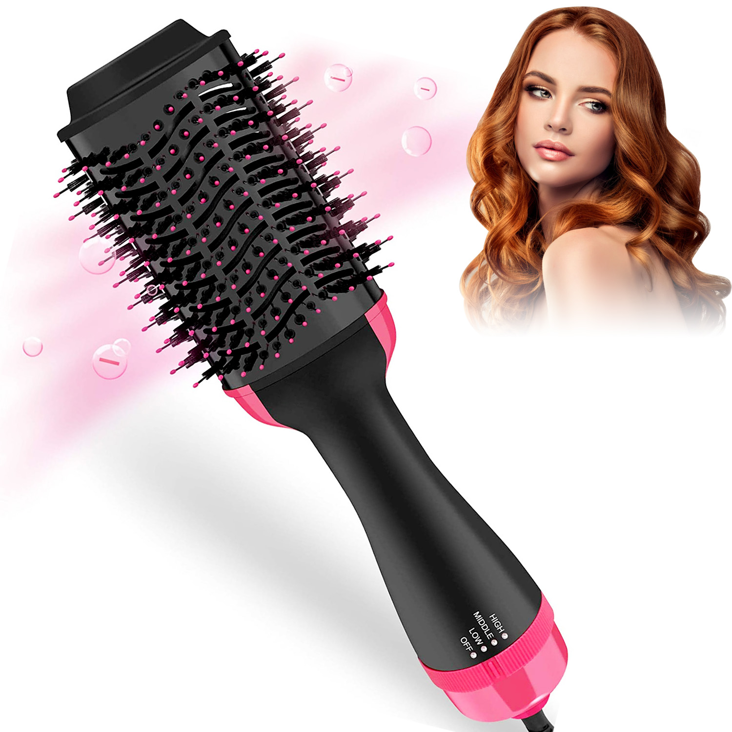 One Step Hair Dryer,Volumizer Hot Air Hair Dryer Brush,Salon Negative  Electric Blow Dryer Rotating Curler and Ion Hair Straightener Brush for  Fast