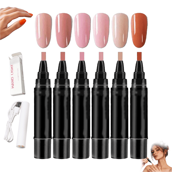 One Step Gel Polish Pen Set with Handheld Nail Lamp, Easy Nail Art Manicure Pen