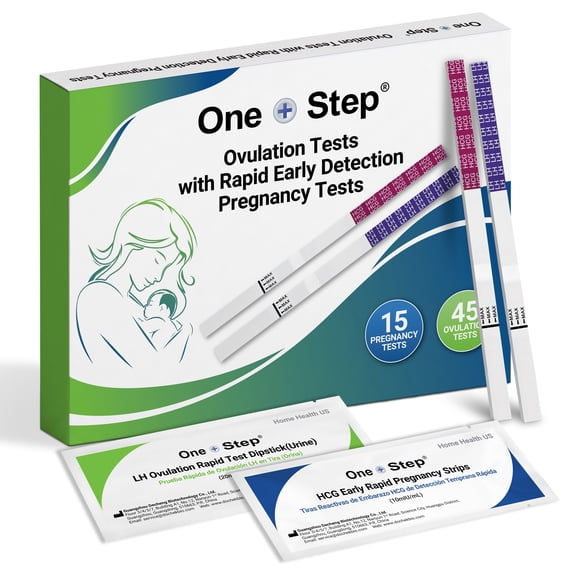 One Step Ovulation and Early Detection Pregnancy Test Kit - 45 Ovulation Test Strips + 15 Pregnancy Test Strips - Detect Pregnancy 6 Days Sooner - Accurate At Home Fertility Tracking