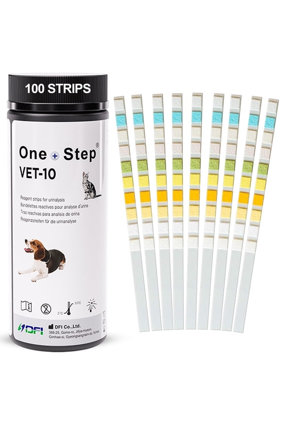 Pet Urine Testing Strips, 100 x Urinalysis Parameter Tests for Dogs, Cats & Animals, Pet Test Glucose Strips, Accurate Testing for Vets, Detects UTI, Bladder, Kidney, Liver, SG, pH