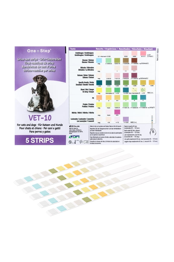 Pet Urine Testing Strips, 5 x 10 Parameter Tests