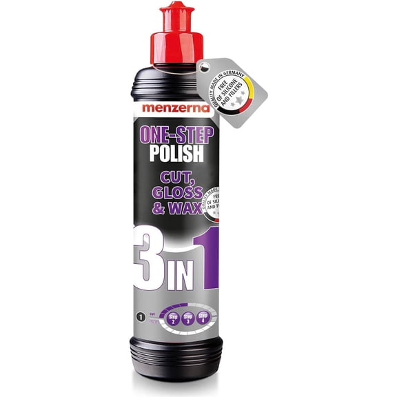 One-Step Polish 3in1 I Medium Cut ith High Gloss Finish & Seal in One Buffing Polishing Compound for Car Maintenance Sirls, Holograms Scratches Body Repair 8 fl oz.