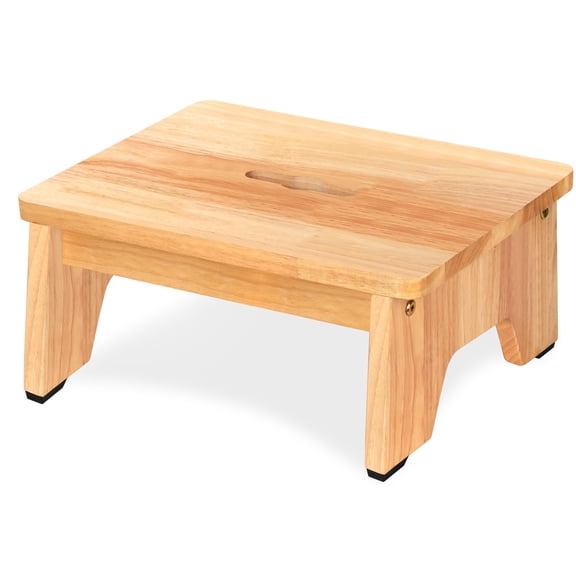 One Step Stool For Adults Seniors 6.5" Heavy Duty Wooden Stepping Stools With 550 Lbs Capacity Bedroom Kitchen Bathroom Bed Steps High Beds Bedside Support