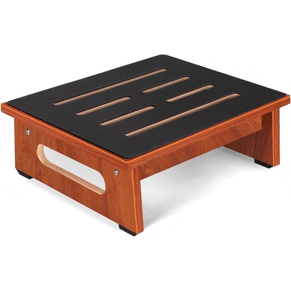 One Step Stool for Adults Seniors with Non-Slip Rubber Stepping Surface, Heavy Duty Wooden Step Stool with 450 LBS Capacity Bed Steps for High Beds, Bathroom, Bedroom, Kitchen & Kids Bedside Support