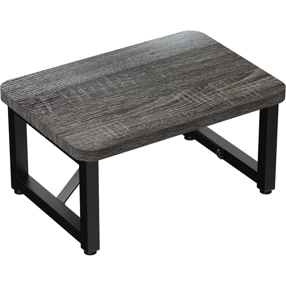 One Step Stool, Wooden Foot Stool for Adults, Small Stepping Stool for Bed and Closet, Heavy Duty Step for Kitchen, Dorm, and Indoor Use, Dark Gray