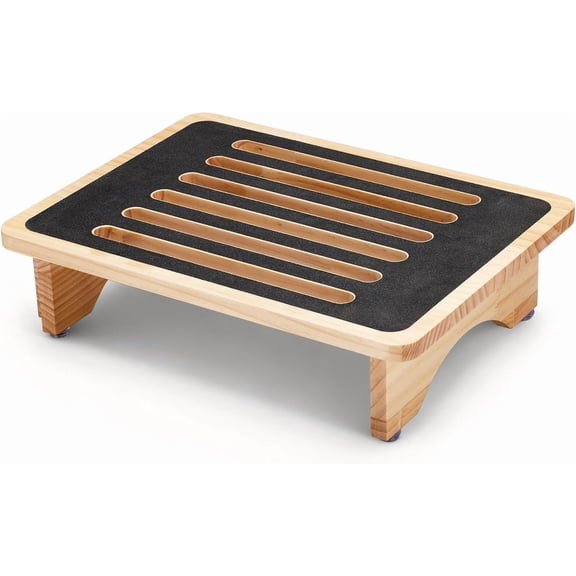 One Step Stool for Adults Seniors, Non-Slip Rubber Step Surface Heavy Duty Wooden Stepping Stool, Perfect Bed Steps for High Beds & Daily Use